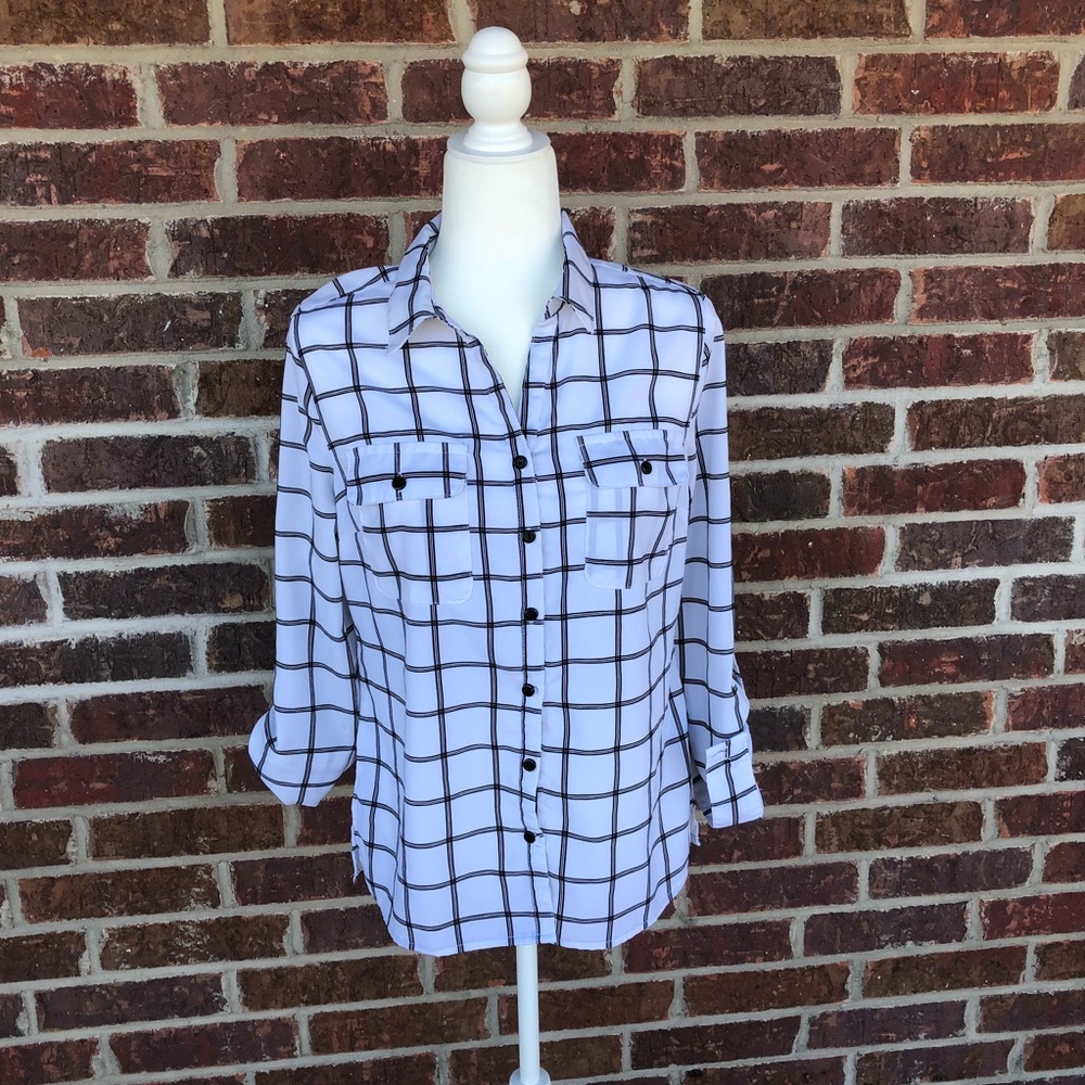Rebecca Malone Black And White Button Top Sz Small
